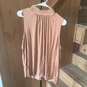 Worthington Pink Smocked Sleeveless Blouse